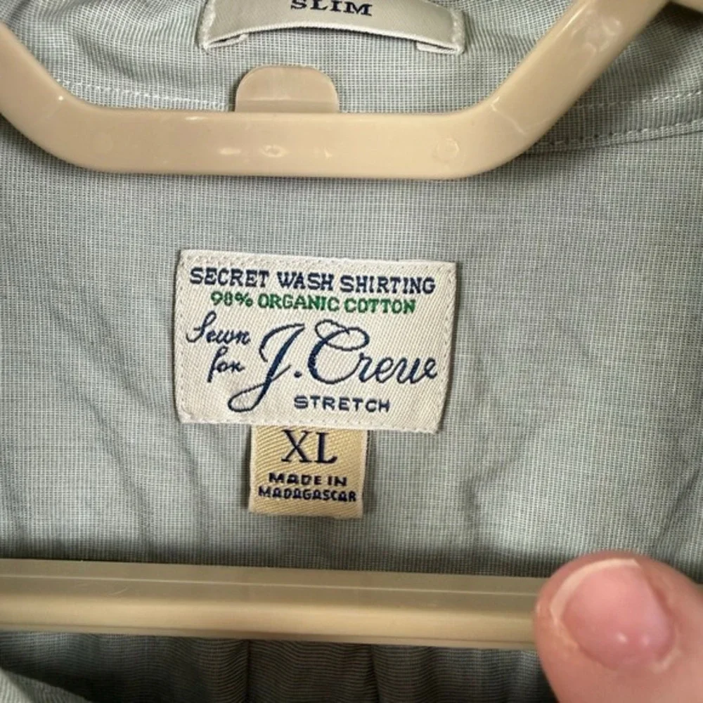 J Crew Stretch‎ Men Button Down Shirt XL Slim Organic Cotton Secret Wash Preppy